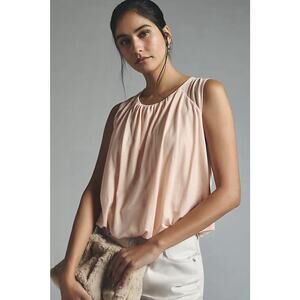 ANTHROPOLOGIE Bubble Hem Chic Tank Top Light Peach Shimmer Women’s Size Medium M